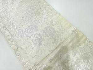 アンティーク　草花模様織出し丸帯（材料）